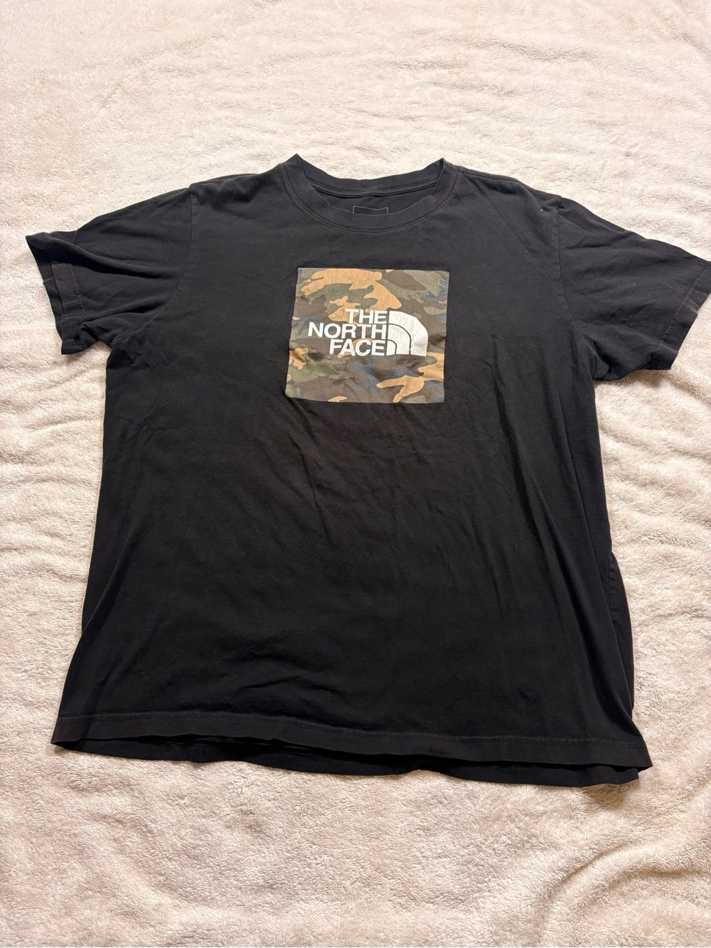 The North Face Mens XL Black Camo Box Logo Graphic Tee